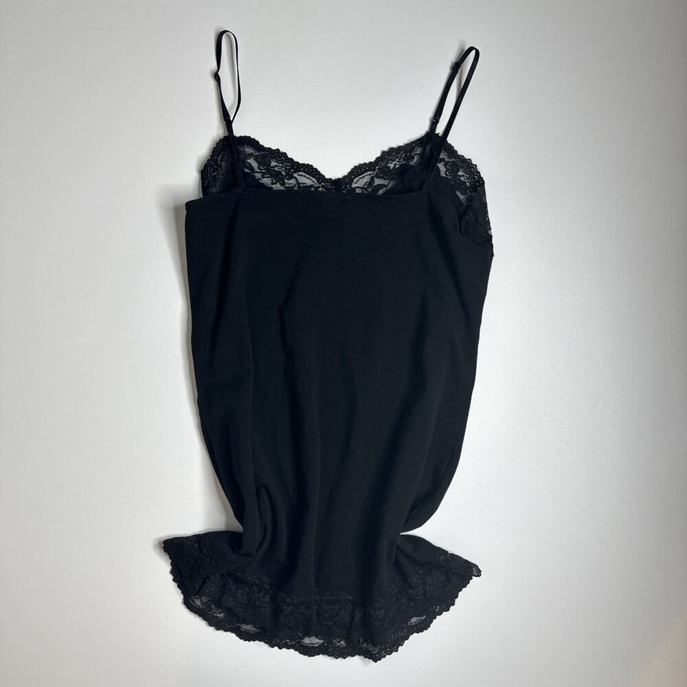 Bozzolo Black Lace Trim Cami Tank Top Spaghetti Strap Y2K Coquette Goth Size 1X - Picture 2 of 7